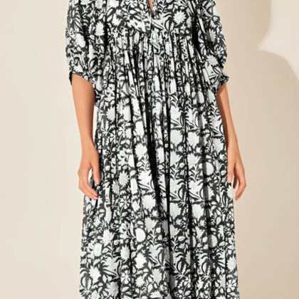 Vestido Mercy - Vestido floral holgado con manga acampanada casual