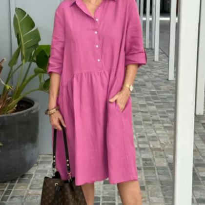 Vestido Jane - Vestido midi de media manga con botones