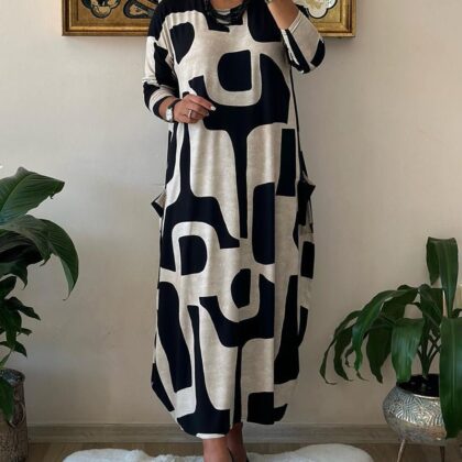 Vestido Karyssa - Maxi vestido vintage estampado de manga larga