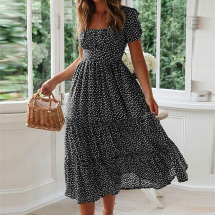 Vestido Camila - Vestido elegante de manga corta con corte línea A